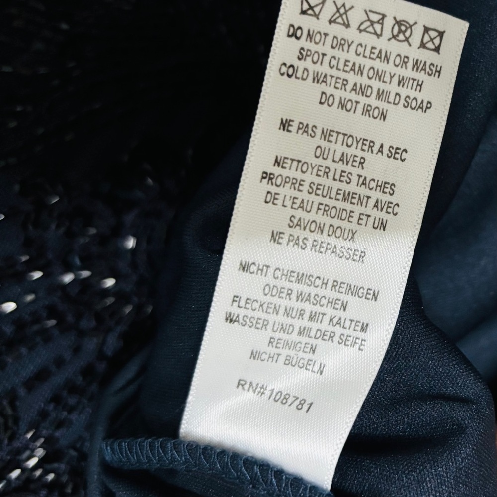 🥂 Aidan Mattox New Beaded Organza Formal Dress Navy Blue Size 6 - Picture 13 of 14